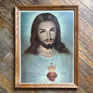 1961 Sacred heart Monetary Jesus wall plaque Made in Italy #209